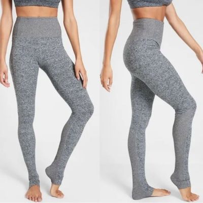 Athleta Black Gray Space Dye Softluxe Exhale Stash Pocket Heel Tight Leggings